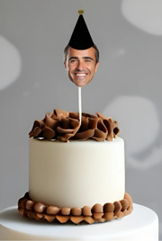 Simple Custom Photo Themed Party Hat Cake Toppers