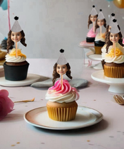 Simple Custom Photo Themed Party Hat Cupcake Toppers