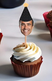 Simple Custom Photo Themed Party Hat Cupcake Toppers