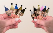 Simple Custom Photo Themed Party Hat Cupcake Toppers