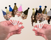Simple Custom Photo Themed Party Hat Cake Toppers