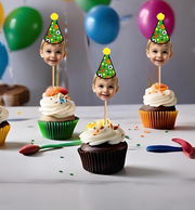 Sports/Cars/Video Games/ Donut Print Custom Photo Themed Party Hat Cupcake Toppers