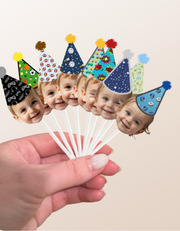 Sports/Cars/Video Games/Donut Print Custom Photo Themed Party Hat Cake Toppers