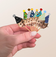 Sports/Cars/Video Games/ Donut Print Custom Photo Themed Party Hat Cupcake Toppers