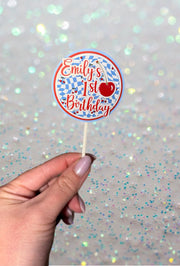 Cherry Themed Custom Cupcake Toppers | Personalized Toppers for Birthday, Baby Shower, Summer Parties | Set of Custom Name Toppers set of 6