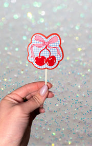 Cherry Themed Custom Cupcake Toppers | Personalized Toppers for Birthday, Baby Shower, Summer Parties | Set of Custom Name Toppers set of 6